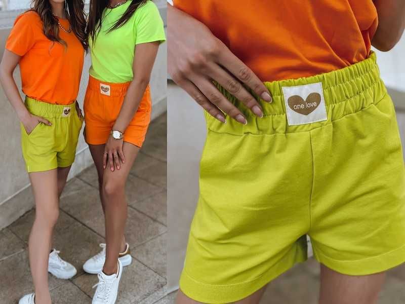 One love nowe szorty dres z serduszkiem orange Uni