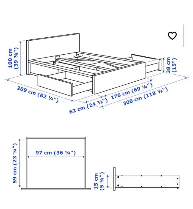 Vendo cama de casal modelo MALM do Ikea.