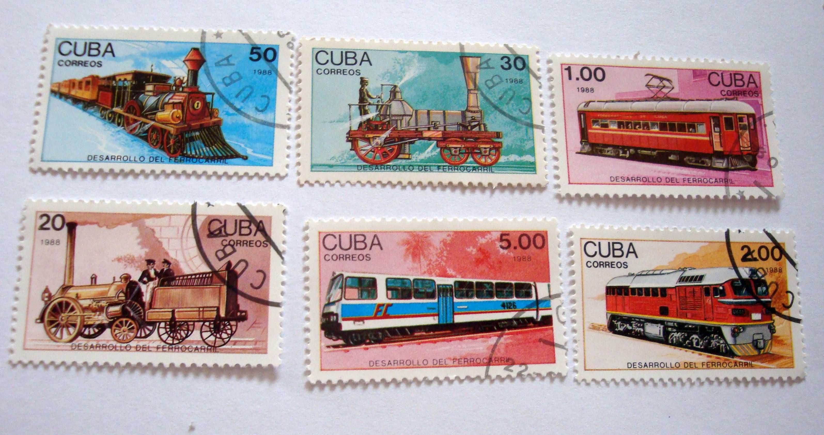 Серия марок ПОЕЗДА Куба Год выпуска – 1988
