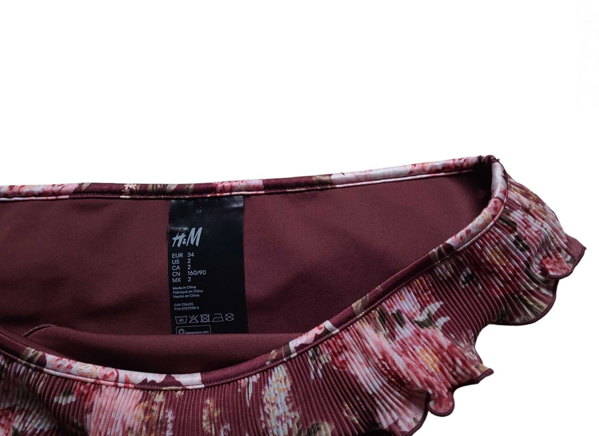 Nowe majtki strój kostium kąpielowy wzór w kwiatki bikini 34,XS H&M