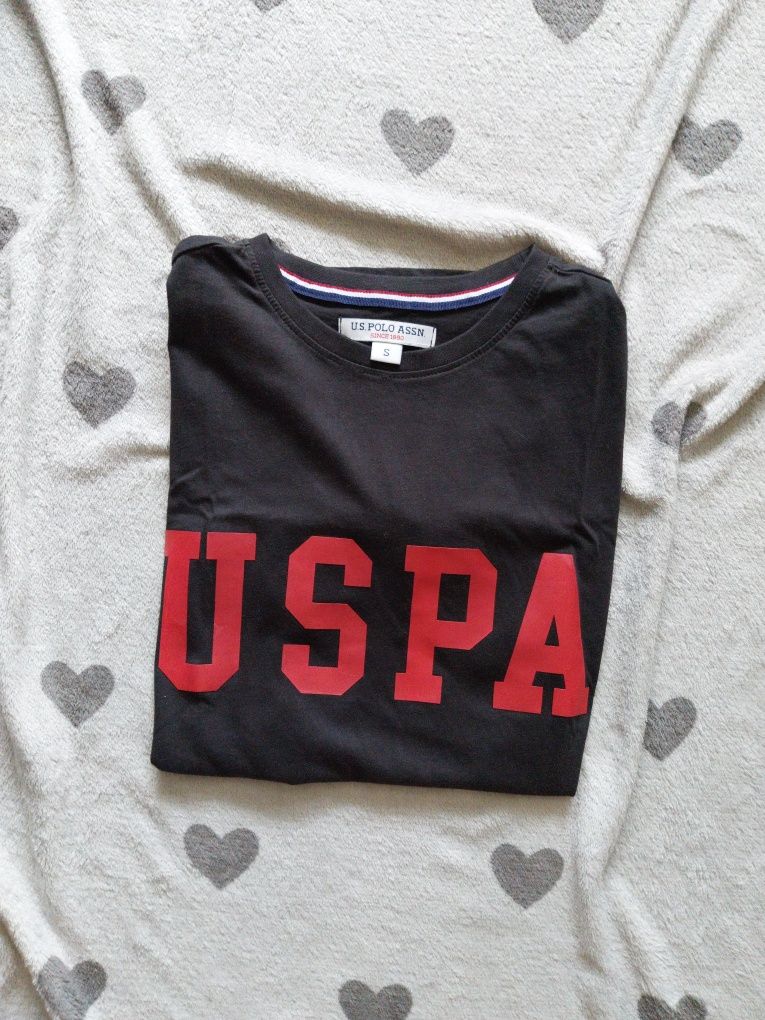 Czarny bawełniany t-shirt USPA U.S polo assn rozmiar S