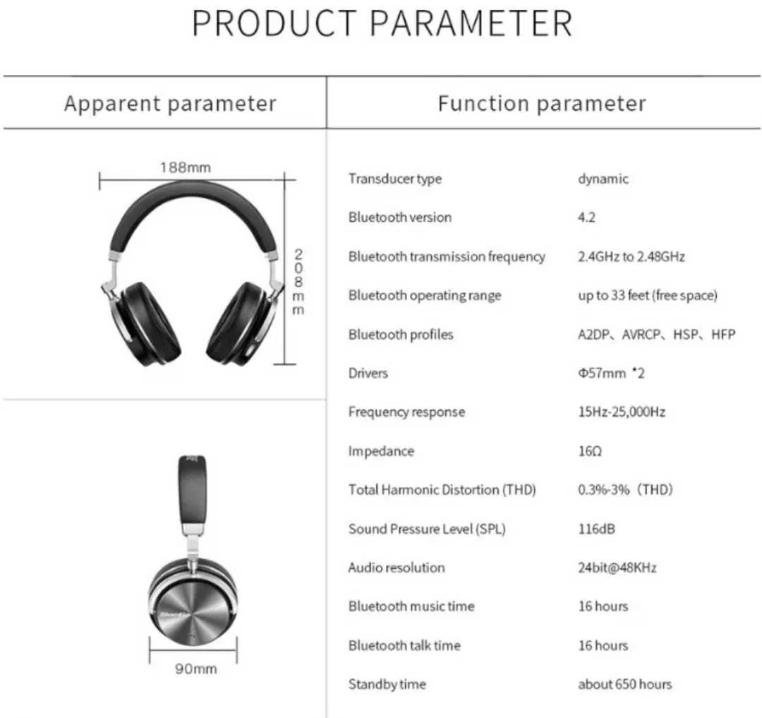 Headphones Bluetooth Wireless Bluedio T4