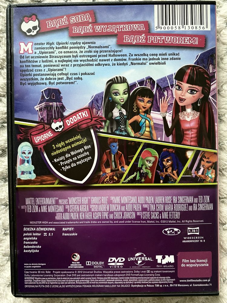 Monster High. Upiorki rządzą płyta DVD film dla dzieci animowany