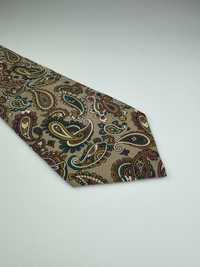 Trussardi brązowy jedwabny krawat paisley m41