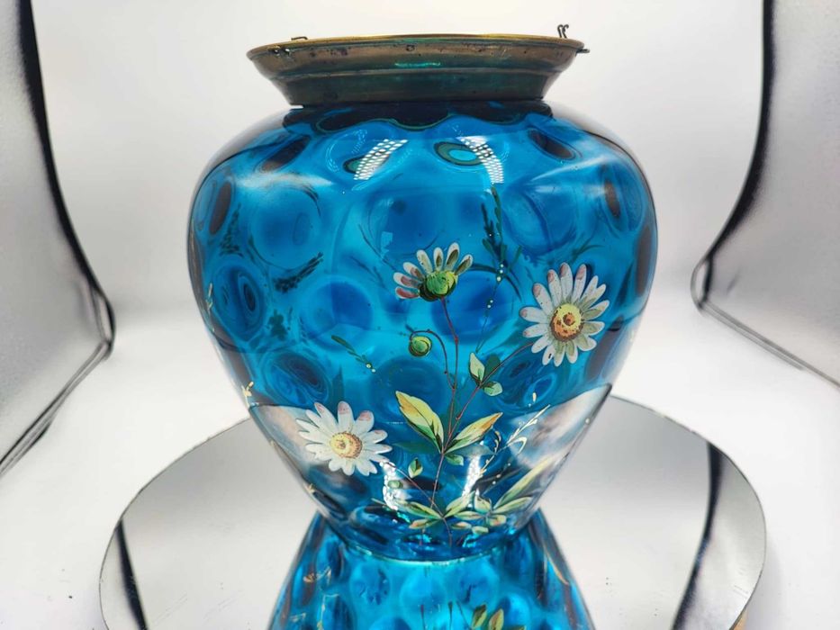 Secesyjny klosz na lampa świecowa,malowany