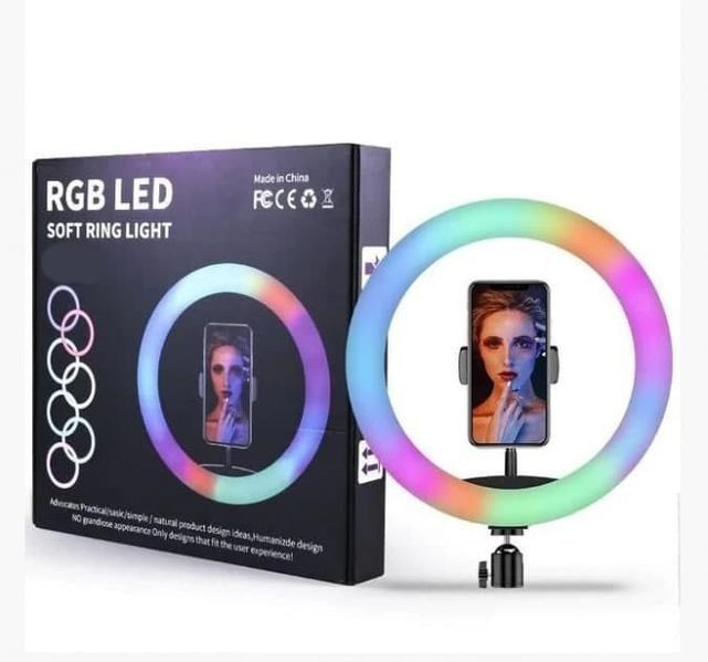 Кольцевая LED ламп 33 см с RGB 15 цветовых схем + Штатив + Держатель