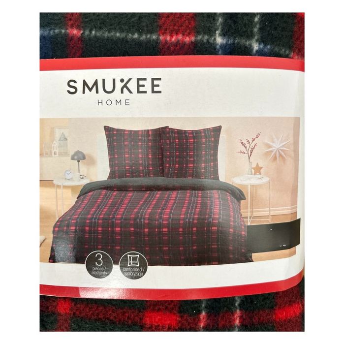 Pościel polarowa Smukee 220x200 czerwona kratka