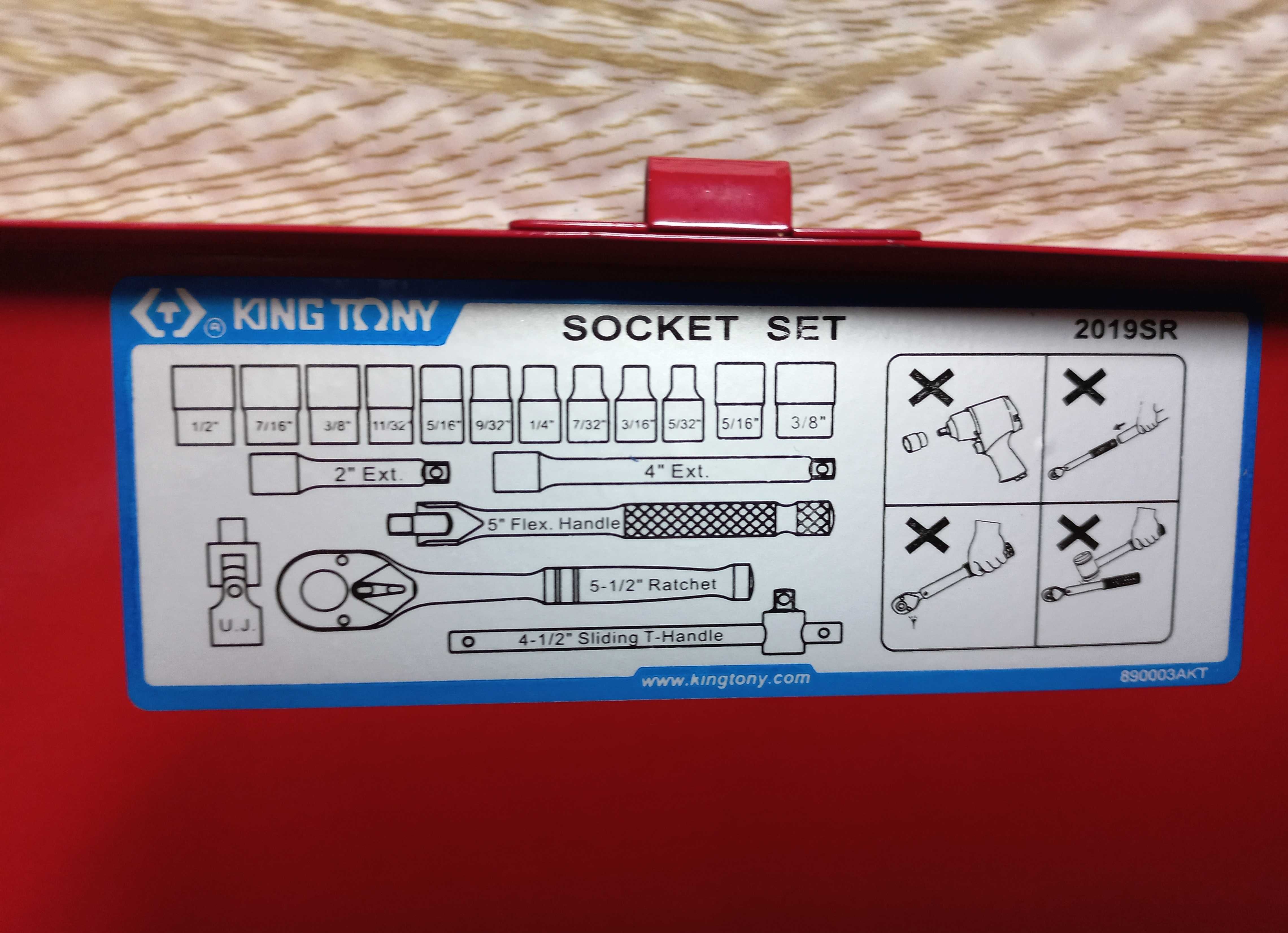 Набор дюймових головок 1/4" (3,97-12,7мм) з інструментом King Tony