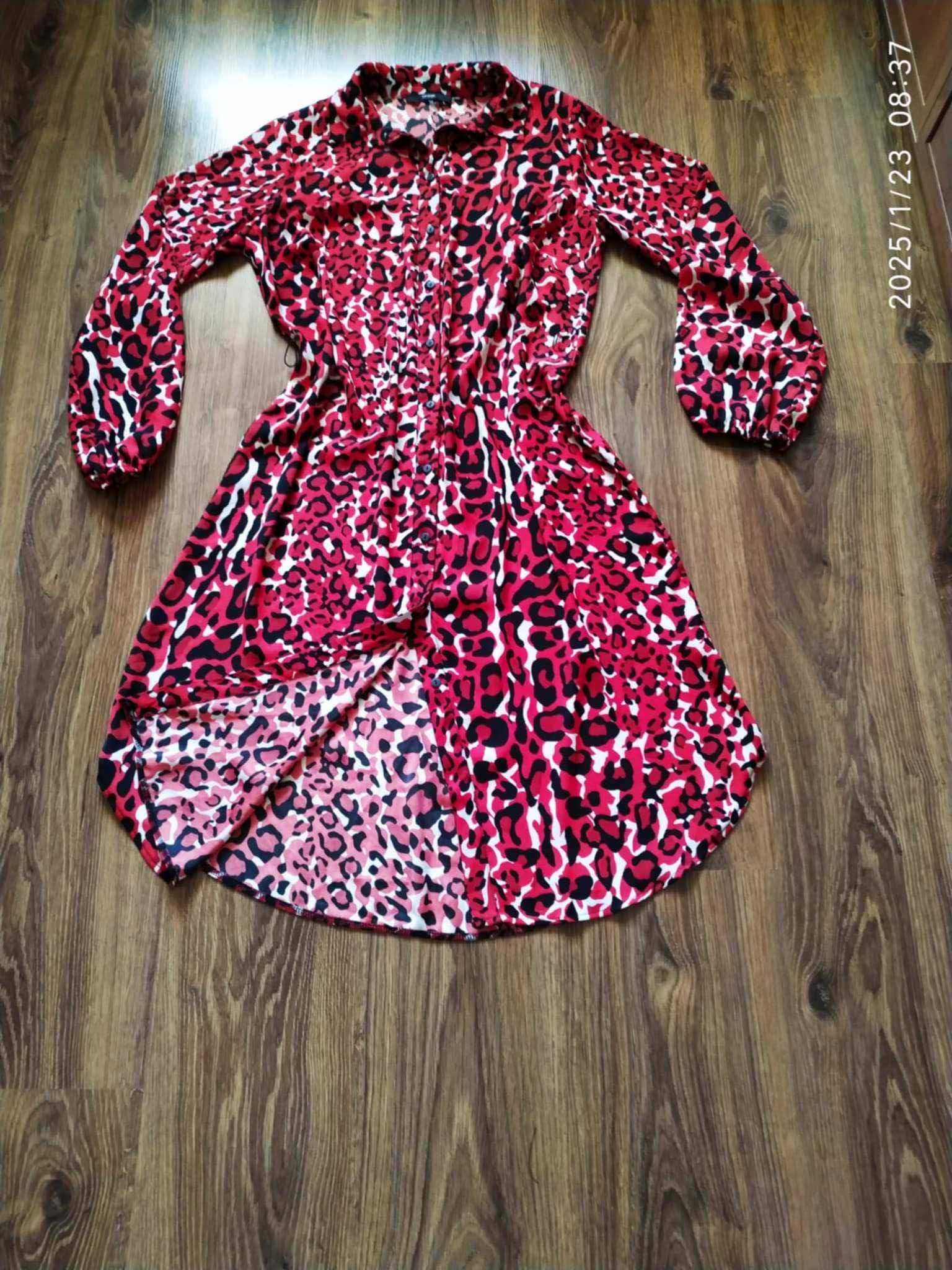 Sukienka koszulowa czerwona panterka George 14 42 XL