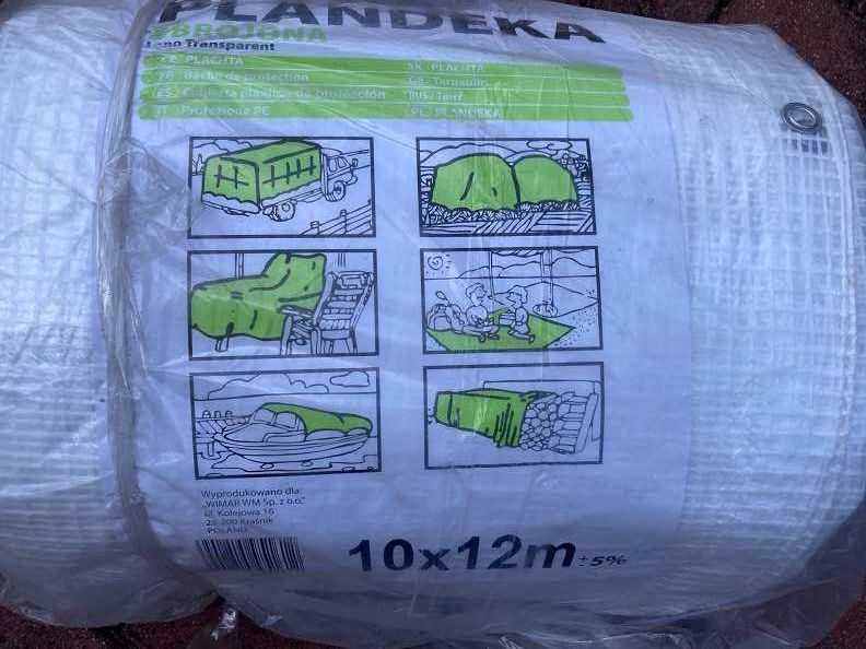 Przeźroczysta Zbrojona PLANDEKA 10x12m, 100 g/m2, Wimar NOWA