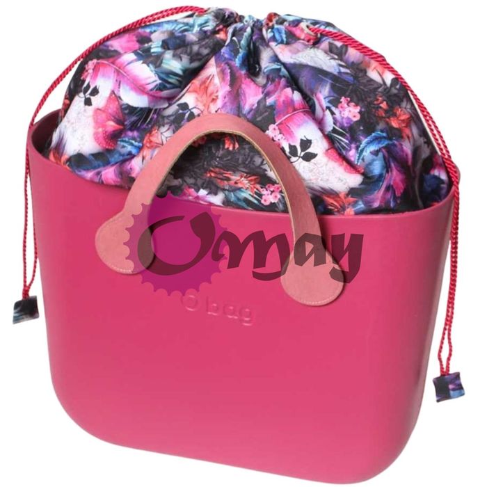 organizer OBAG STANDARD worek czarny kwiaty pióra 2 kieszenie OMAY