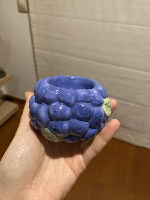 Suporte porta velas mirtilos para vela luminária cerâmica frutas