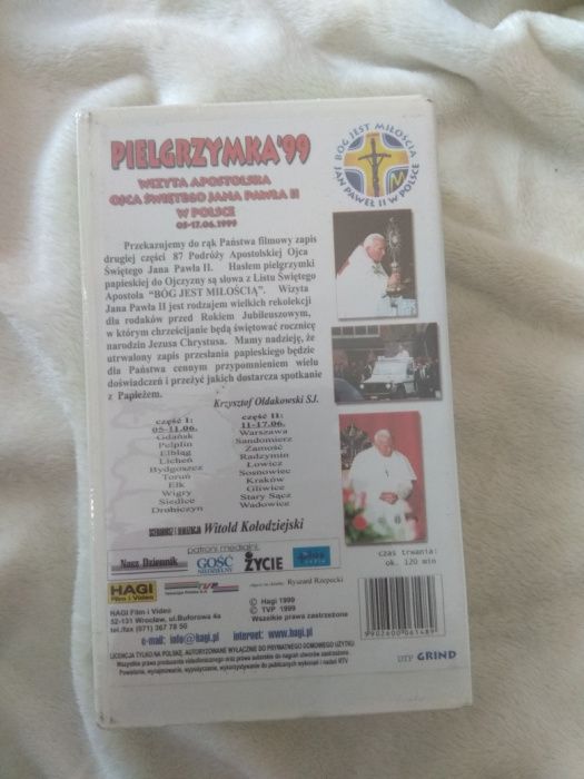 VHS kaseta zestaw pielgrzymka 1999 papieża Jan Paweł II Karol Wojtyła