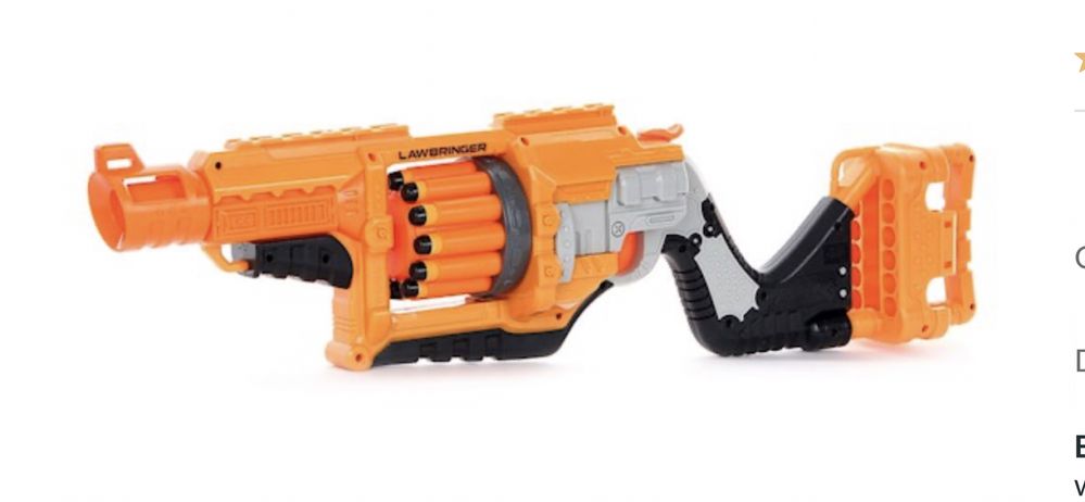 Nerf Lawbringer wyrzutnia zabawka dla dziecka pistolet na strzaly