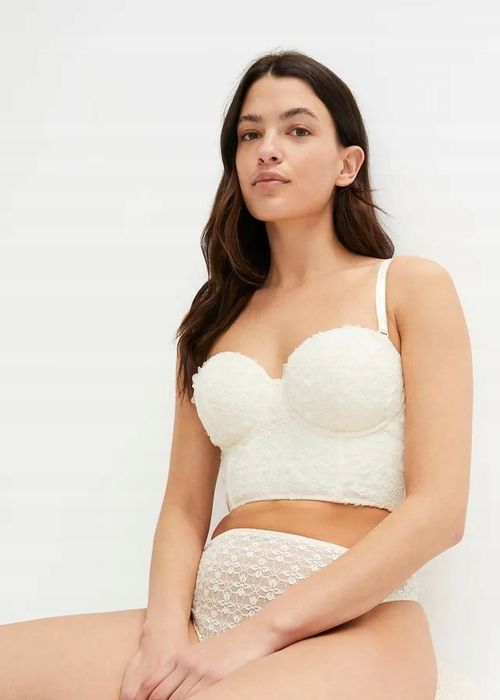 B.P.C Top gorsetowy na fiszbinach beżowy z koronką ^85D