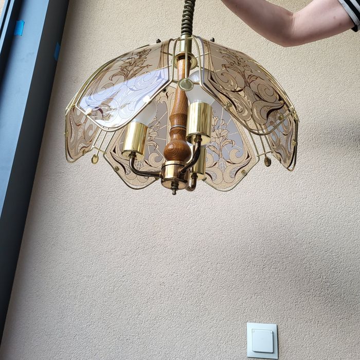 Lampa wisząca sufitowa żyrandol e27 regulowana sprężyna prl