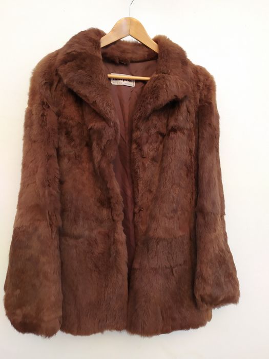 Casaco pele coelho legítimo, tam. L - Como Novo