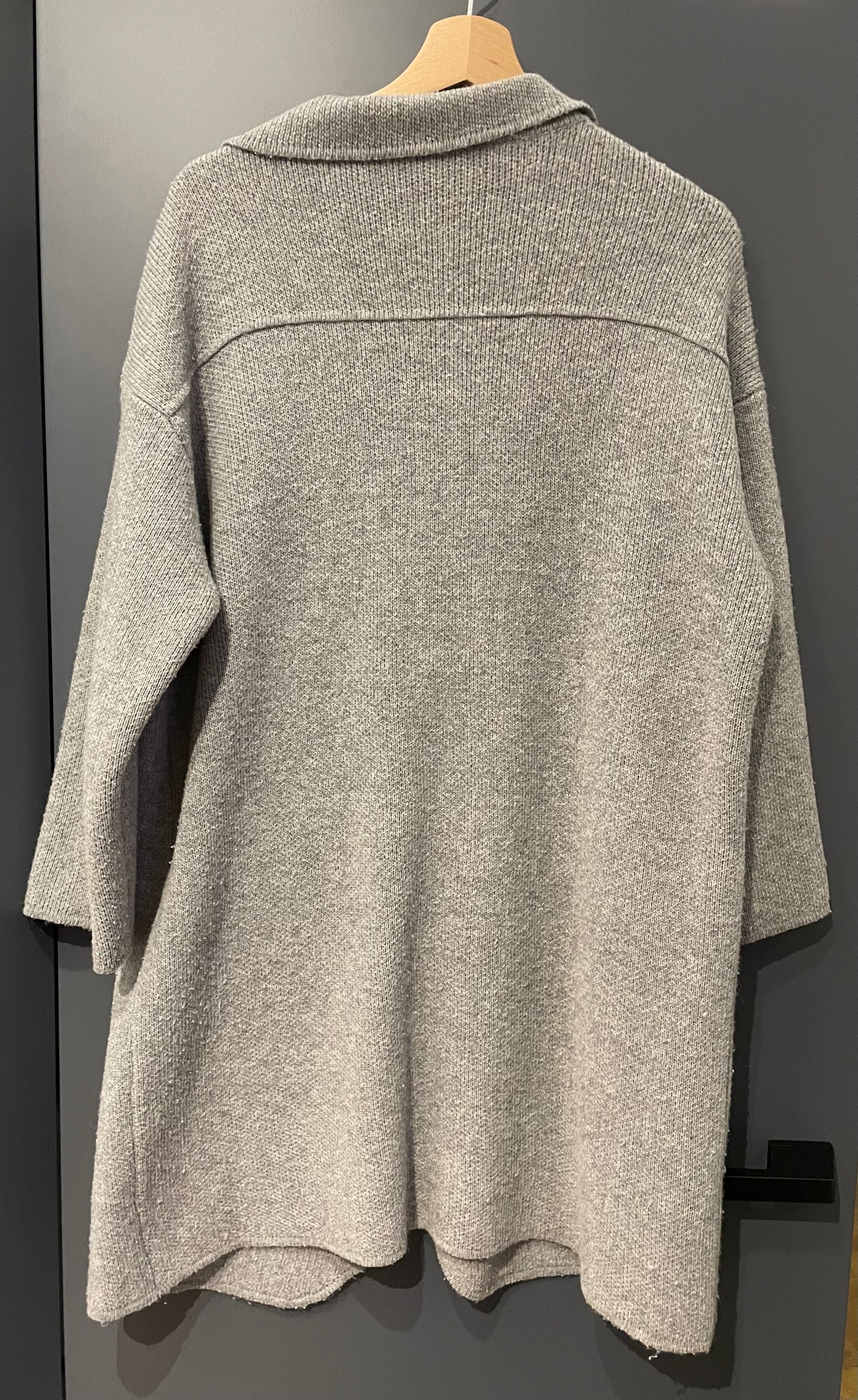 Bluza sweter płaszcz dzianinowy szary popiel L XL 42