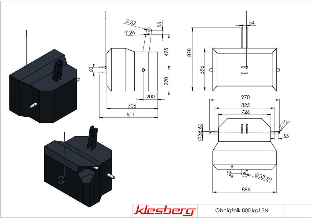 Kuar BALAST 600, 800, 1000, 1200 kg  - obciążnik do ciągnika Klesberg