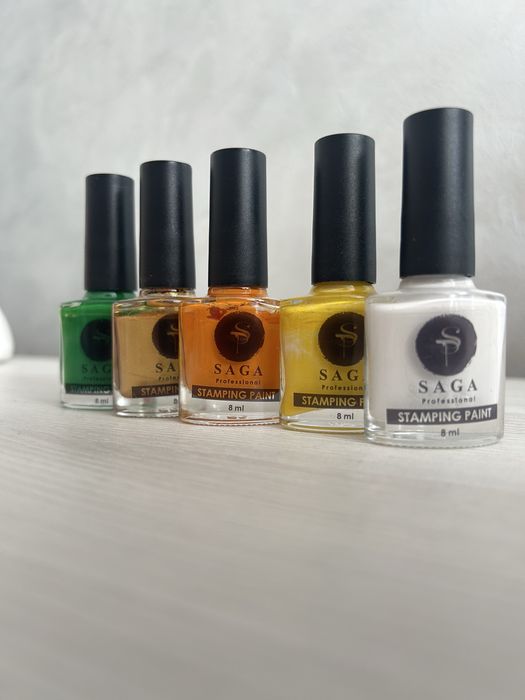 Лаки saga та пластини для стемпінгу, штамп прозорий
