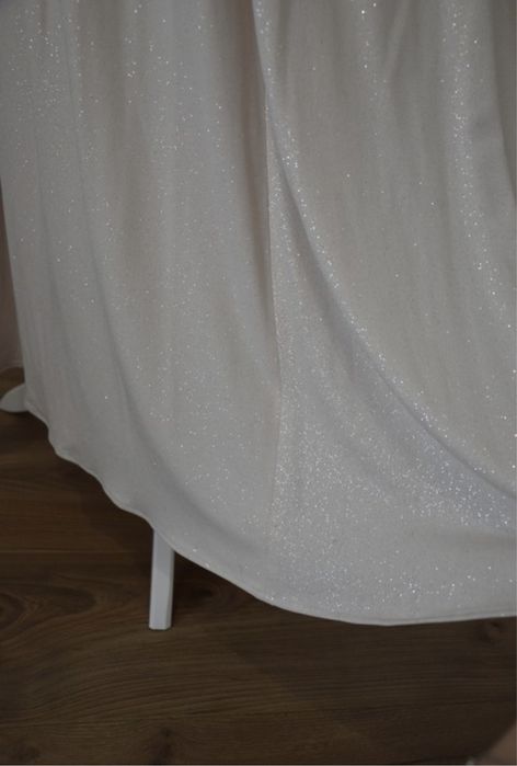 Kremowa/ecru suknia maxi z brokatem, druhna, rozm 36