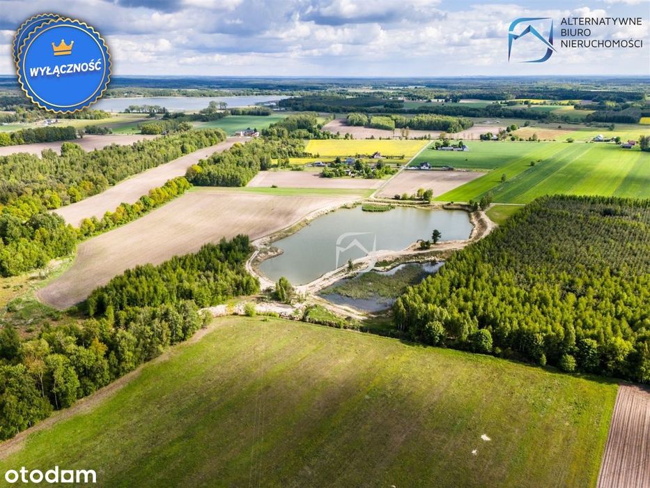 Grunt ze stawem-4,65ha-blisko jezior-gm.Uścimów