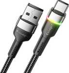Kabel USB-USB-C 2m 6A Czarny Nylonowy Z Oświetleniem LED kod 2439