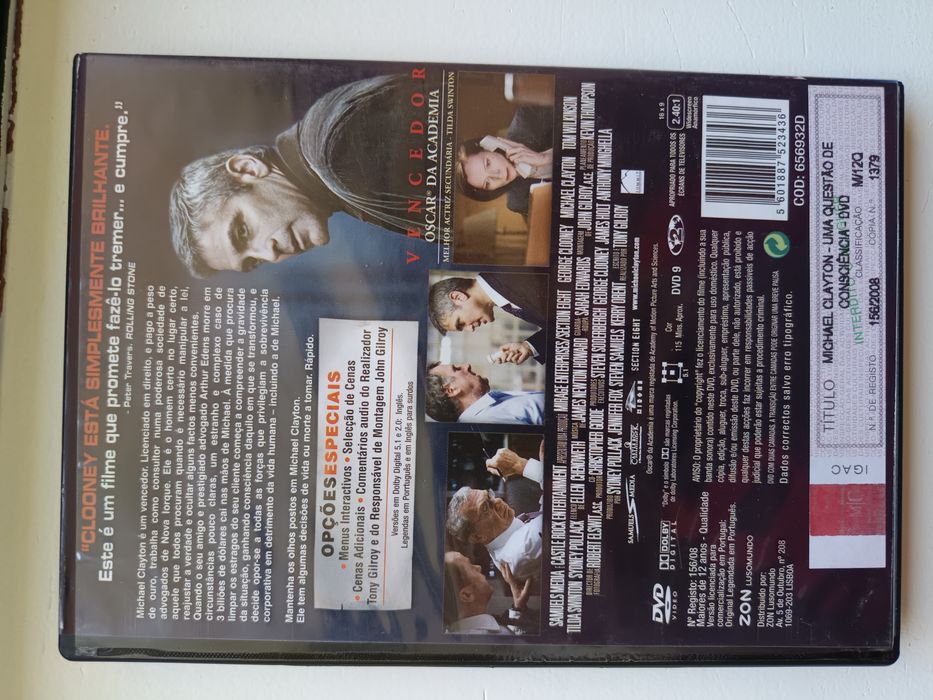 DVD Michael Clayton uma questão de consciência