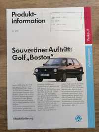 Prospekt produkt info VW Golf II Boston