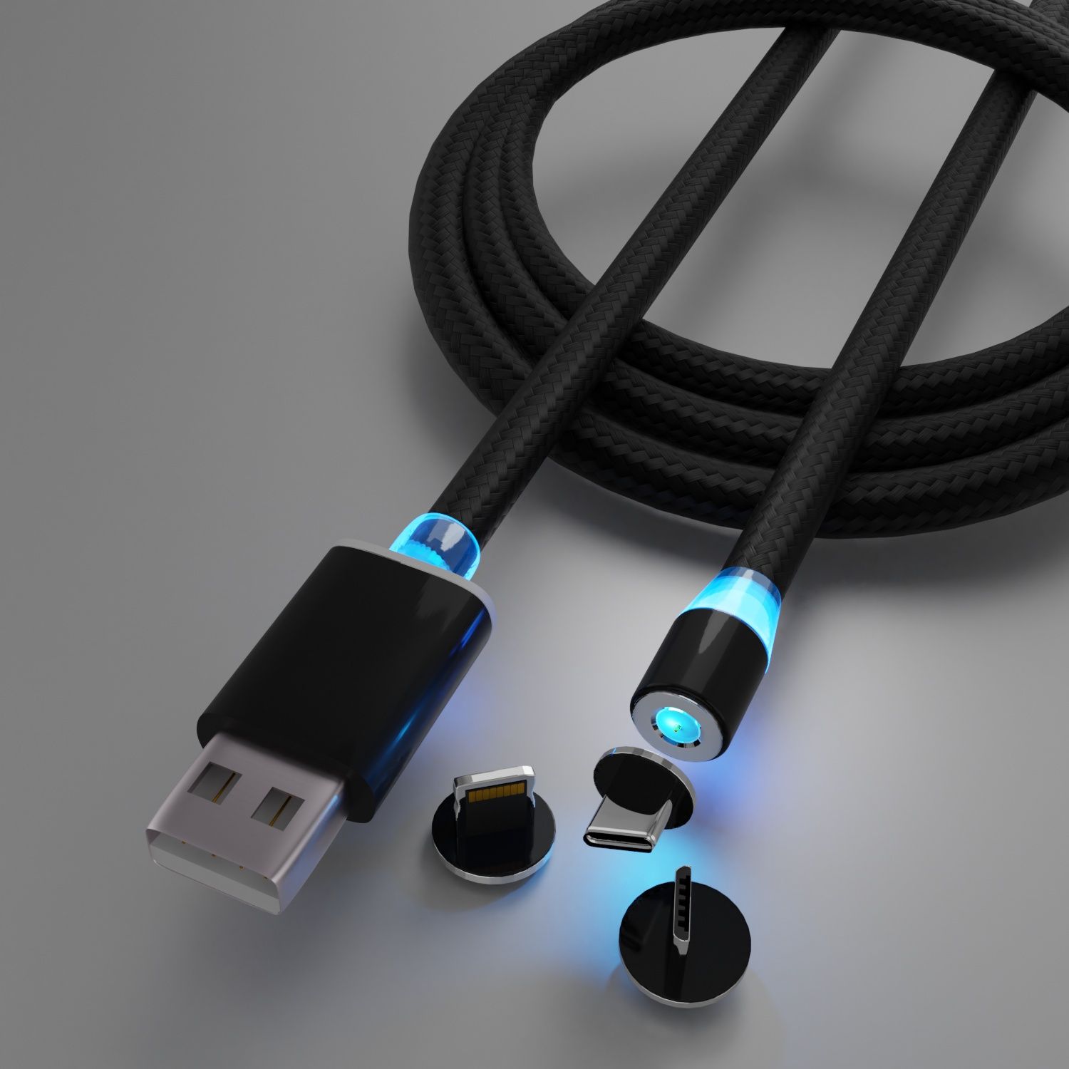 Ładowarka magnetyczna 3w1 Micro USB, Apple, USB-C