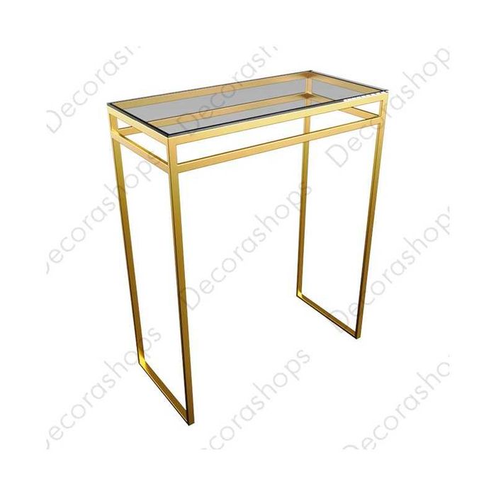 Cabide duplo com tampo de vidro dourado