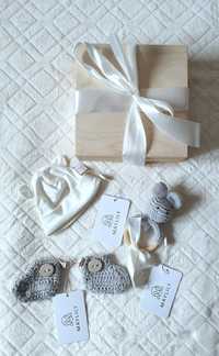 Maylily zestaw prezent dla noworodka babyshower kremowo szary