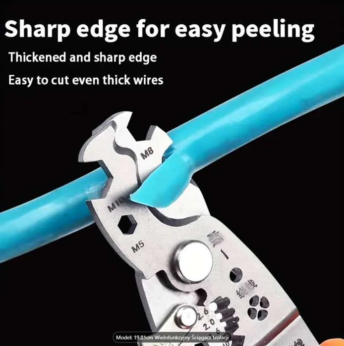 Uniwersalny ściągacz izolacji kabli elektrycznych, cięcia kabli