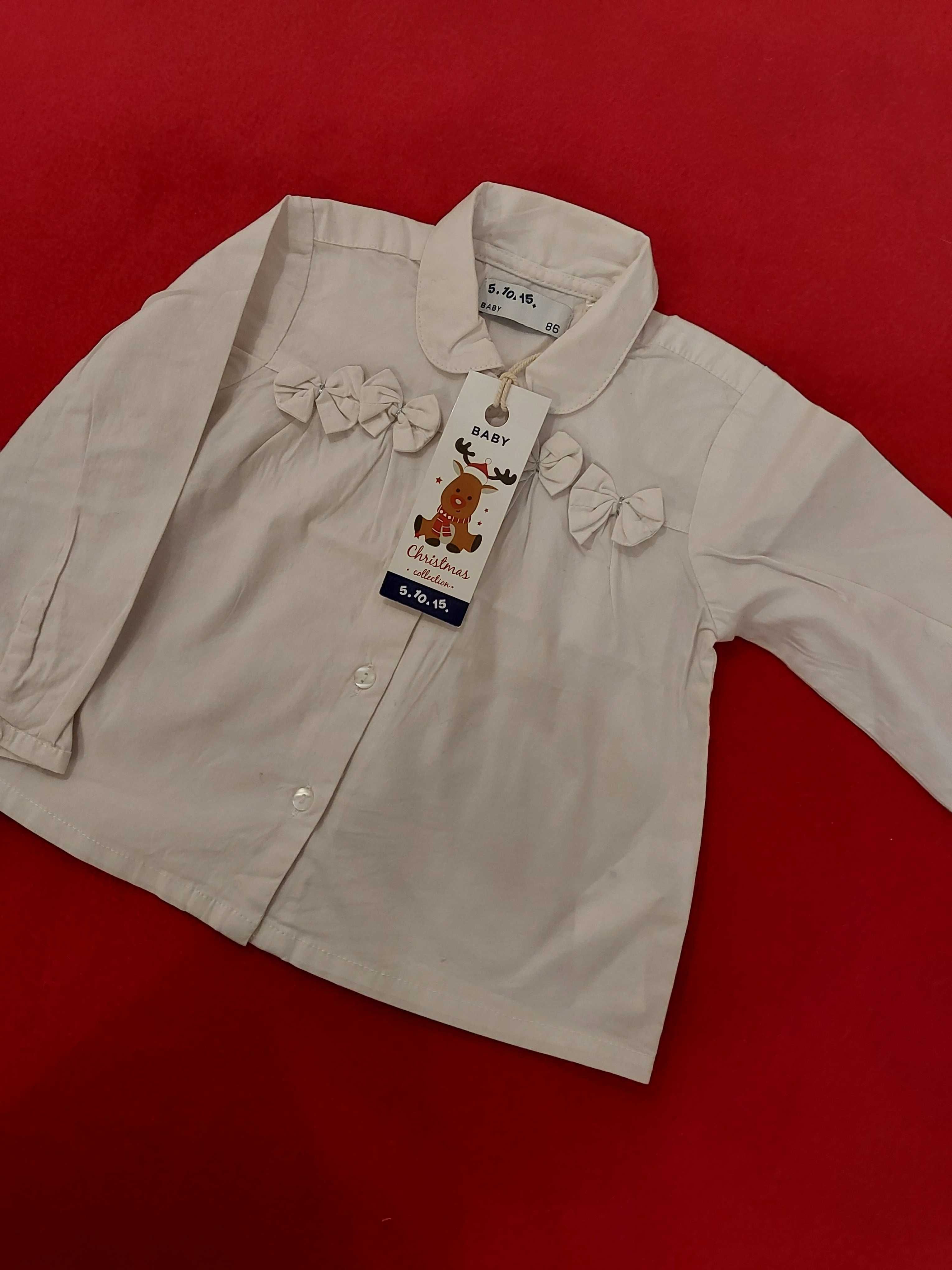 Biała elegancka bluzka na Święta kokardki