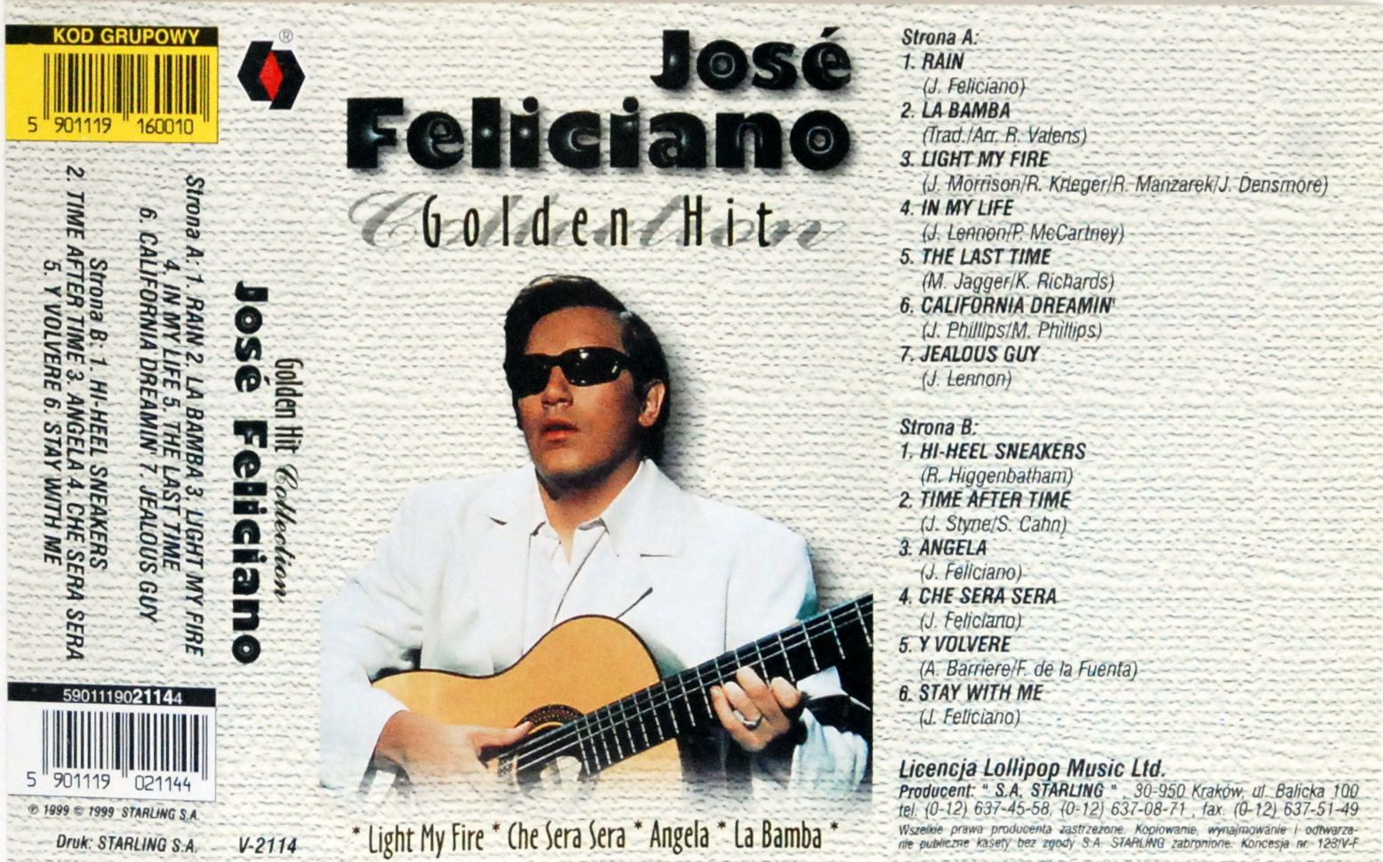 Jose Feliciano - The Golden Hits (kaseta) s.BDB