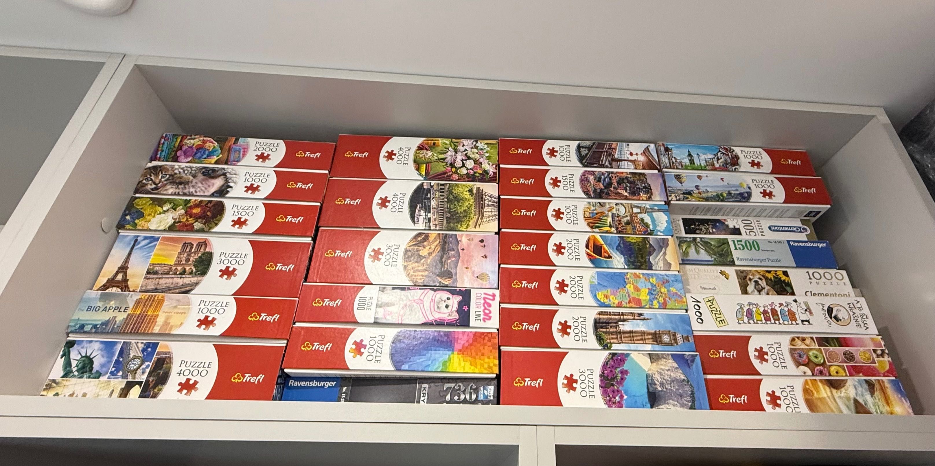 Puzzle 1000 elementów - różne wzory, ułożone raz - kompletne