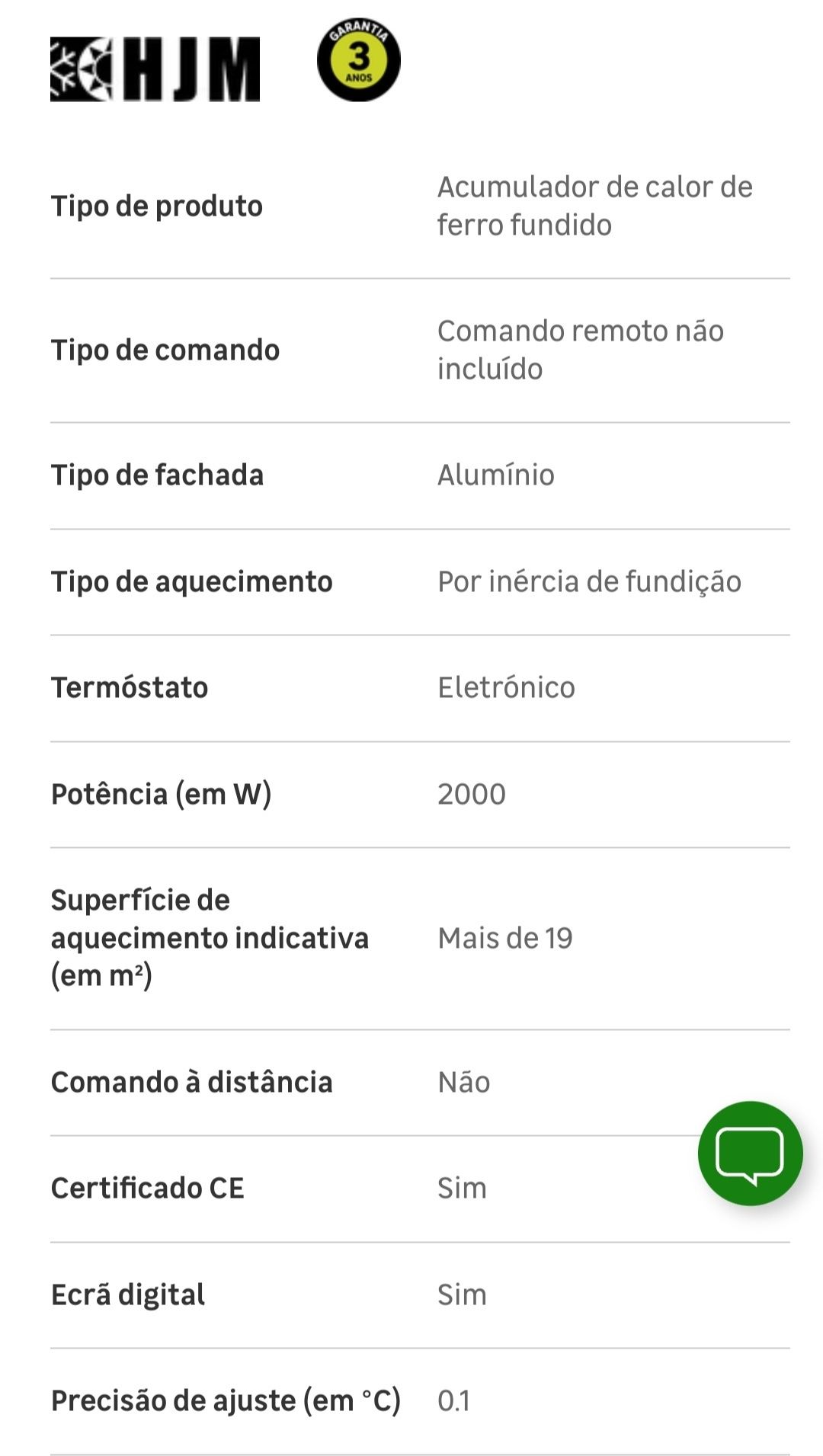 Aquecedor acumulador de calor em ferro fundido 2000w