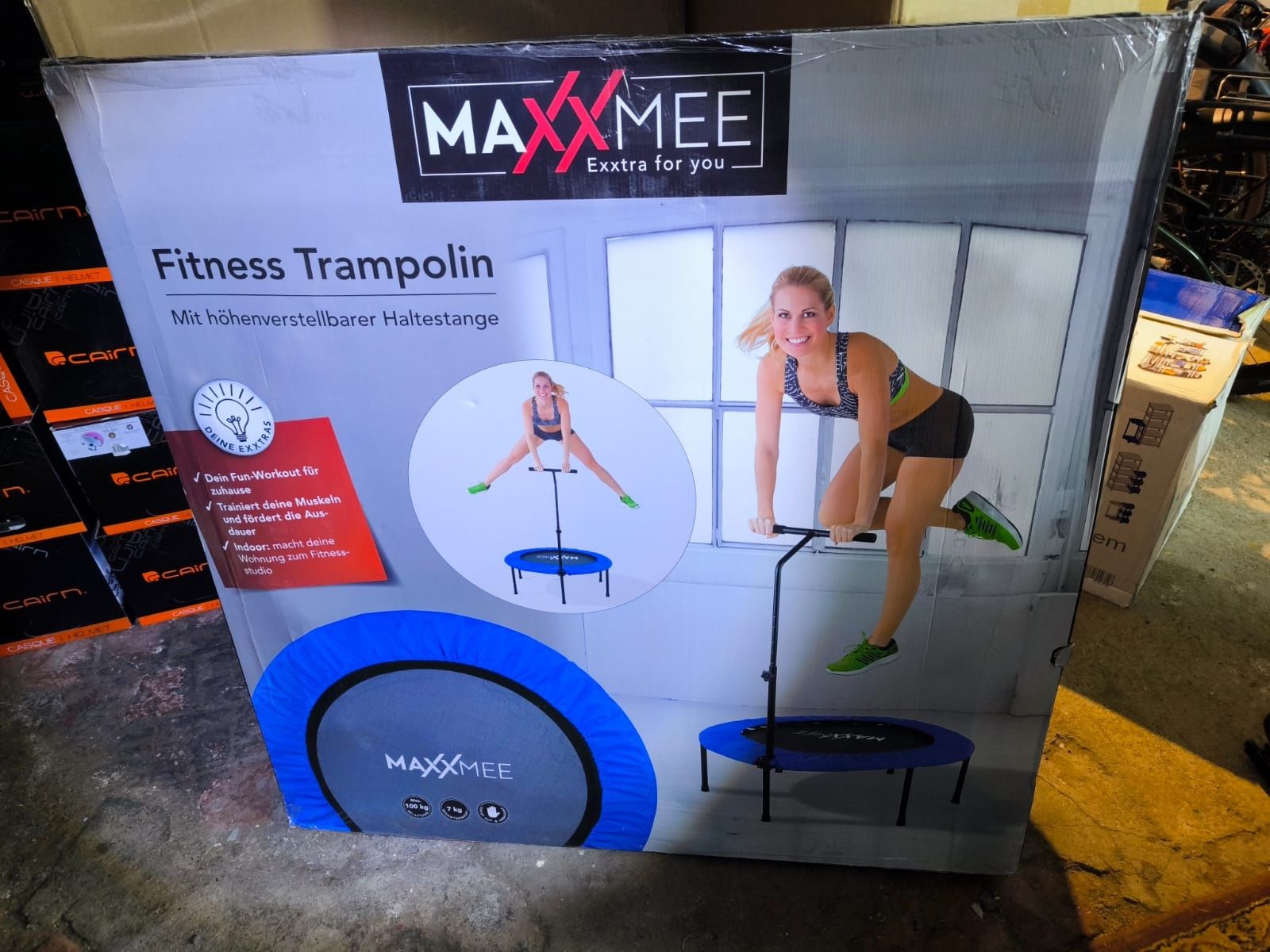 Trampolina fitness z drążkiem do 100kg 101cm nowa