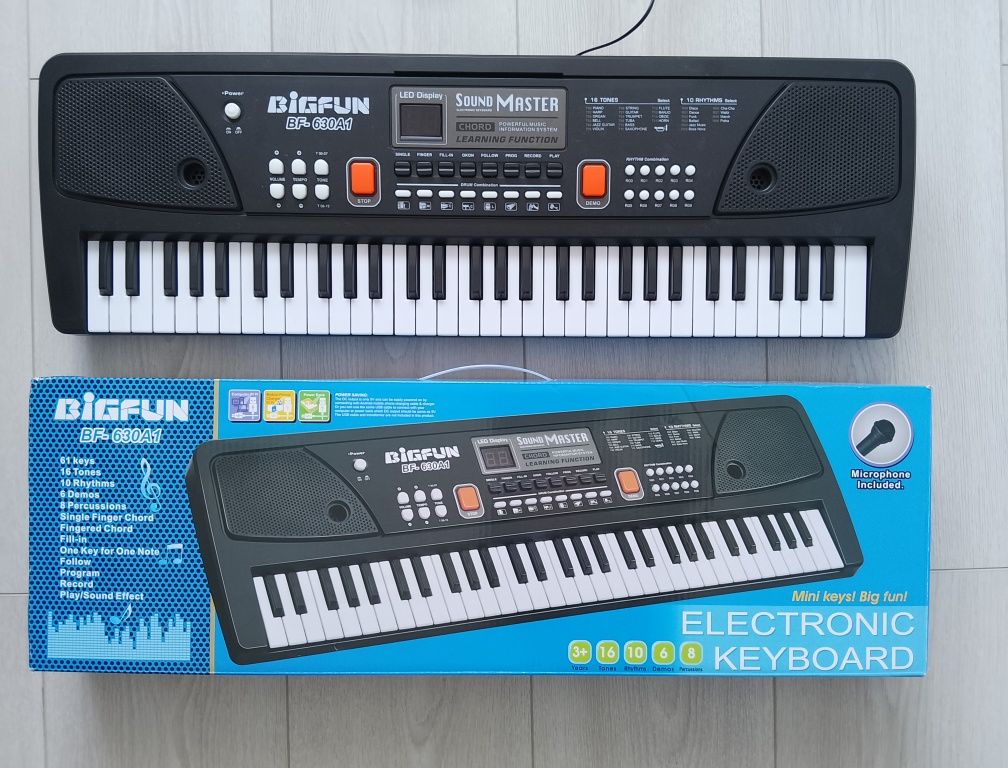 Детский игровой синтезатор 61 клавиша, BIGFUN BF-630A1 с микрофоном, р