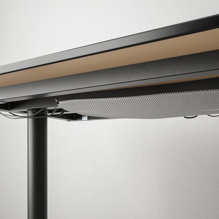 2 mesas de escritório de canto (Preta) 110x160 cm Divisórias Acústicas