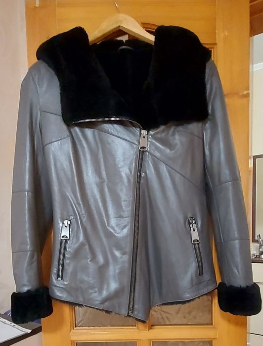 Дублянка натуральна, шкіряна, хутро