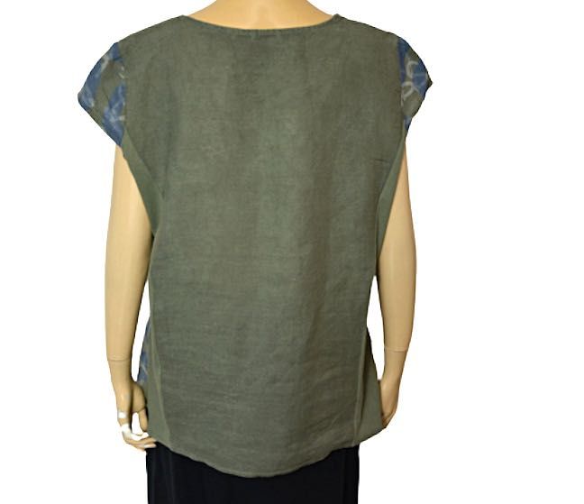 Włoska Letnia lniana bluzka top 100 % len cyfry 40 42 L XL