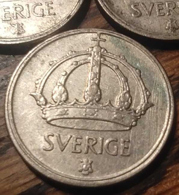 Monety srebrne Szwecja zestaw 3 sztuk 25 ore z lat 1947 - 50 srebro ag