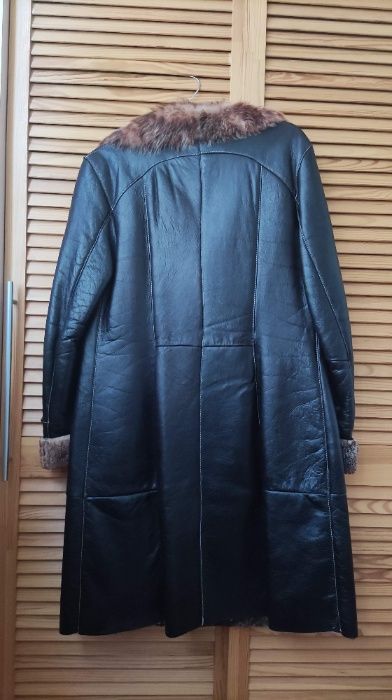 Кожаная натуральная дубленка на меху женская зимняя теплая L ХL 50 р