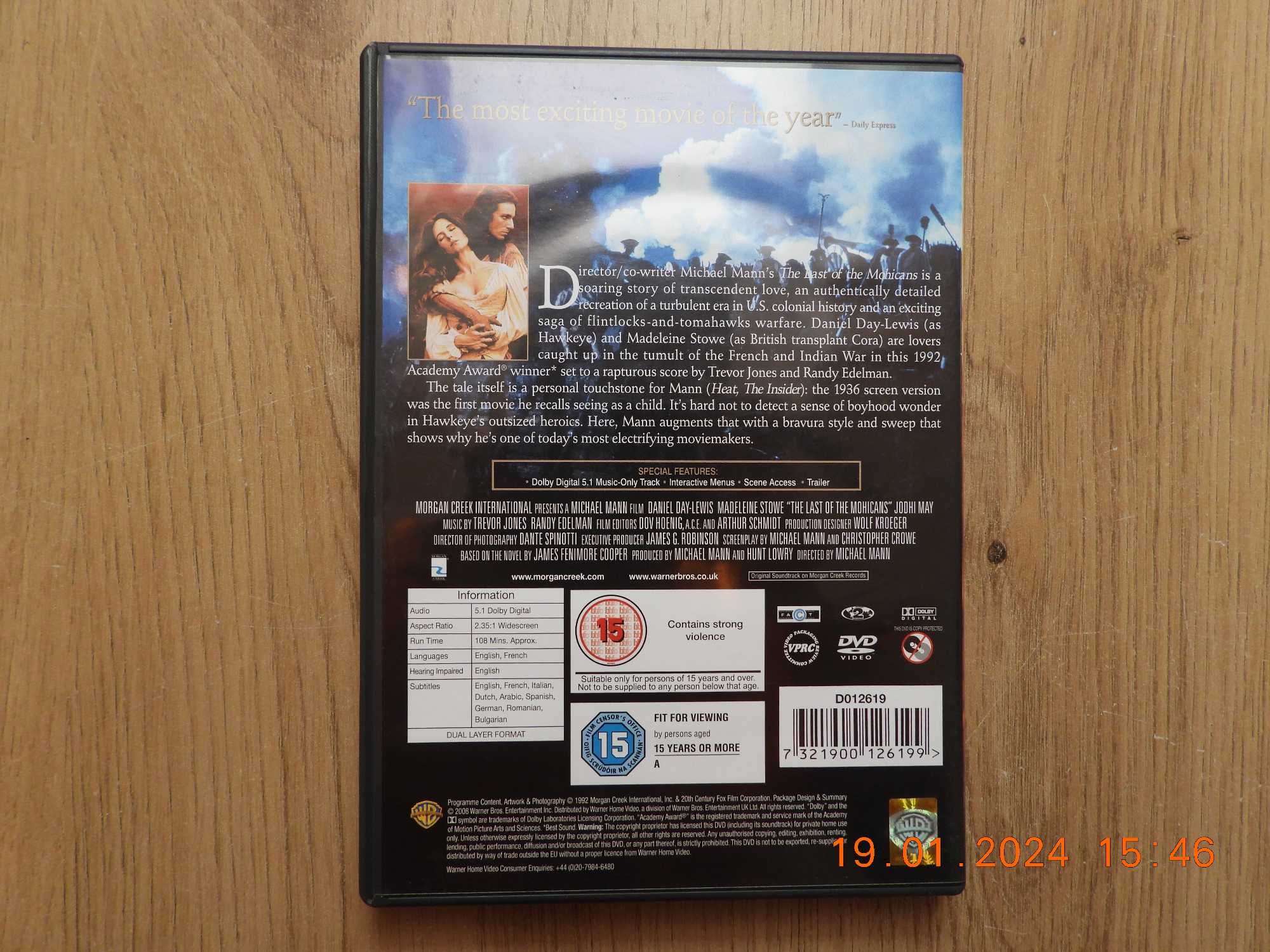 Film The Last Of The Mohicans (Ostatni Mohikanin) płyta DVD