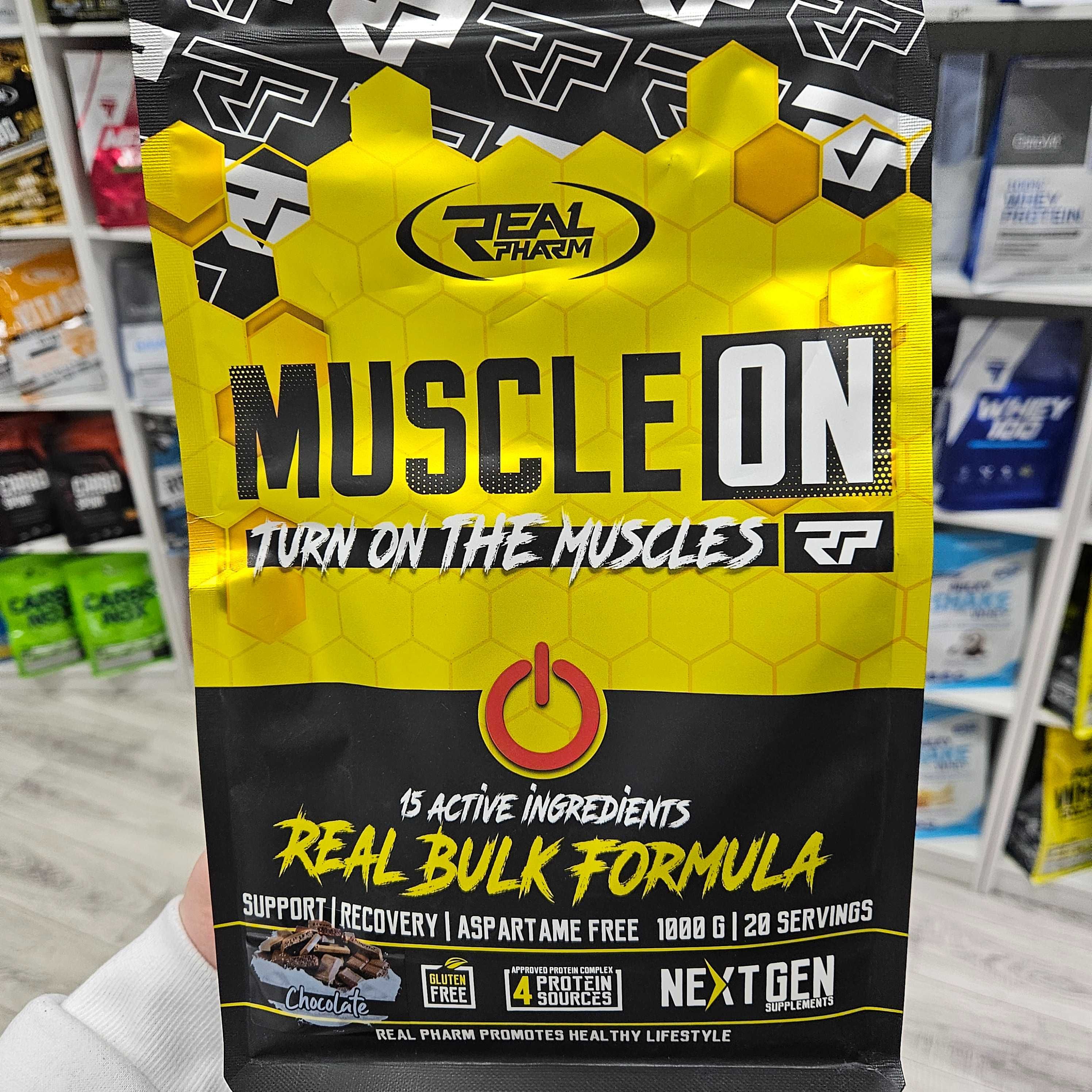 BULK, Gainer, Real Pharm MUSCLE ON 1000g BULK wanilia