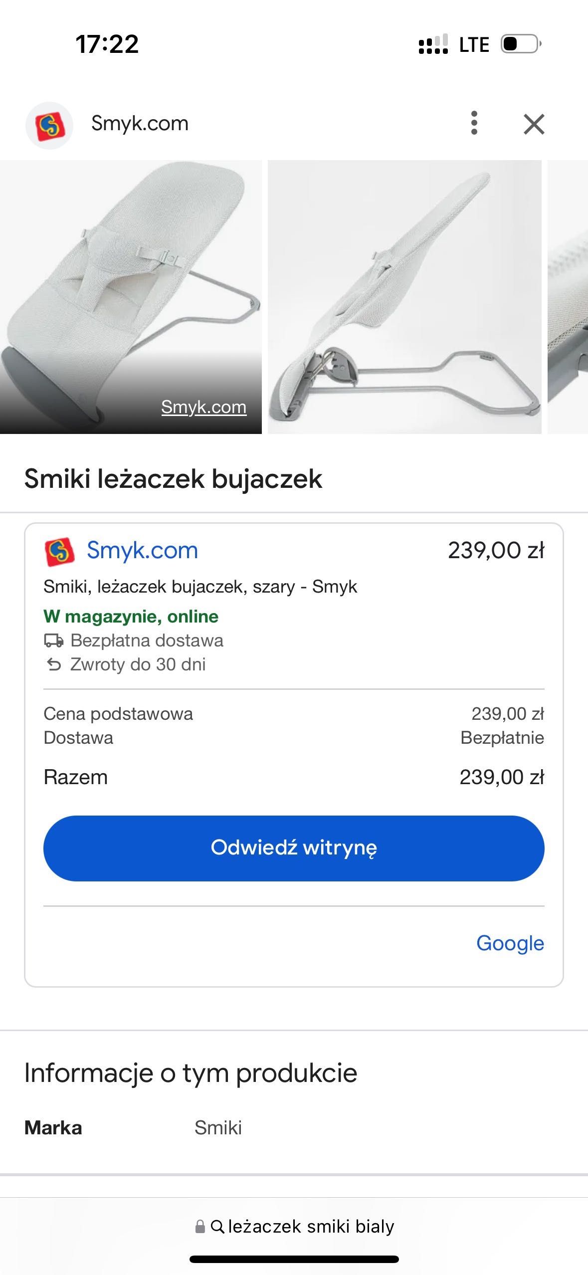 Leżaczek niemowlęcy Smiki