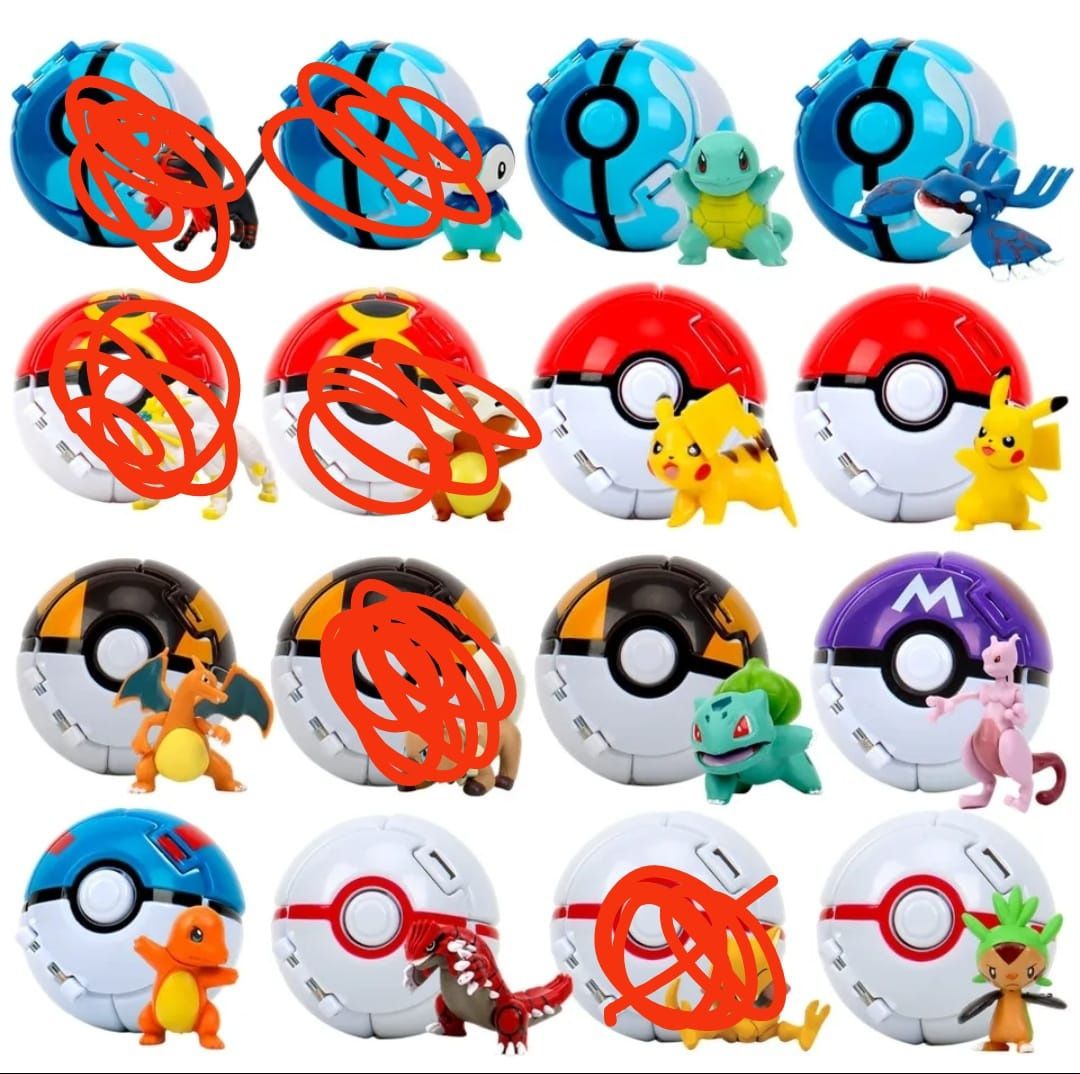 Artigos Pokémon: bolas, cintos, bonecos