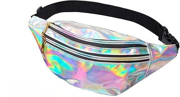 Saszetka na ramię biodra holograficzna nerka srebrna B135