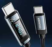 Кабель Essager 240W PD з дисплеєм Type-C to Type-C EXCTT3-HCAOG-P 2 м